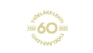 Työeläke-lehden 60-vuotisjuhlalogo, jossa näkyvissä perustamisvuosi 1965 ja tämä vuosi 2025
